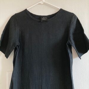 Vintage Black 100% Linen full length Dress S